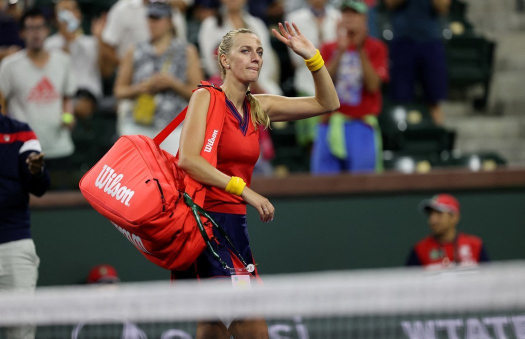 Česká tenistka Petra Kvitová po vyřazení v utkání proti Viktorii Bělorusce Azarenkové na turnaji Indian Wells