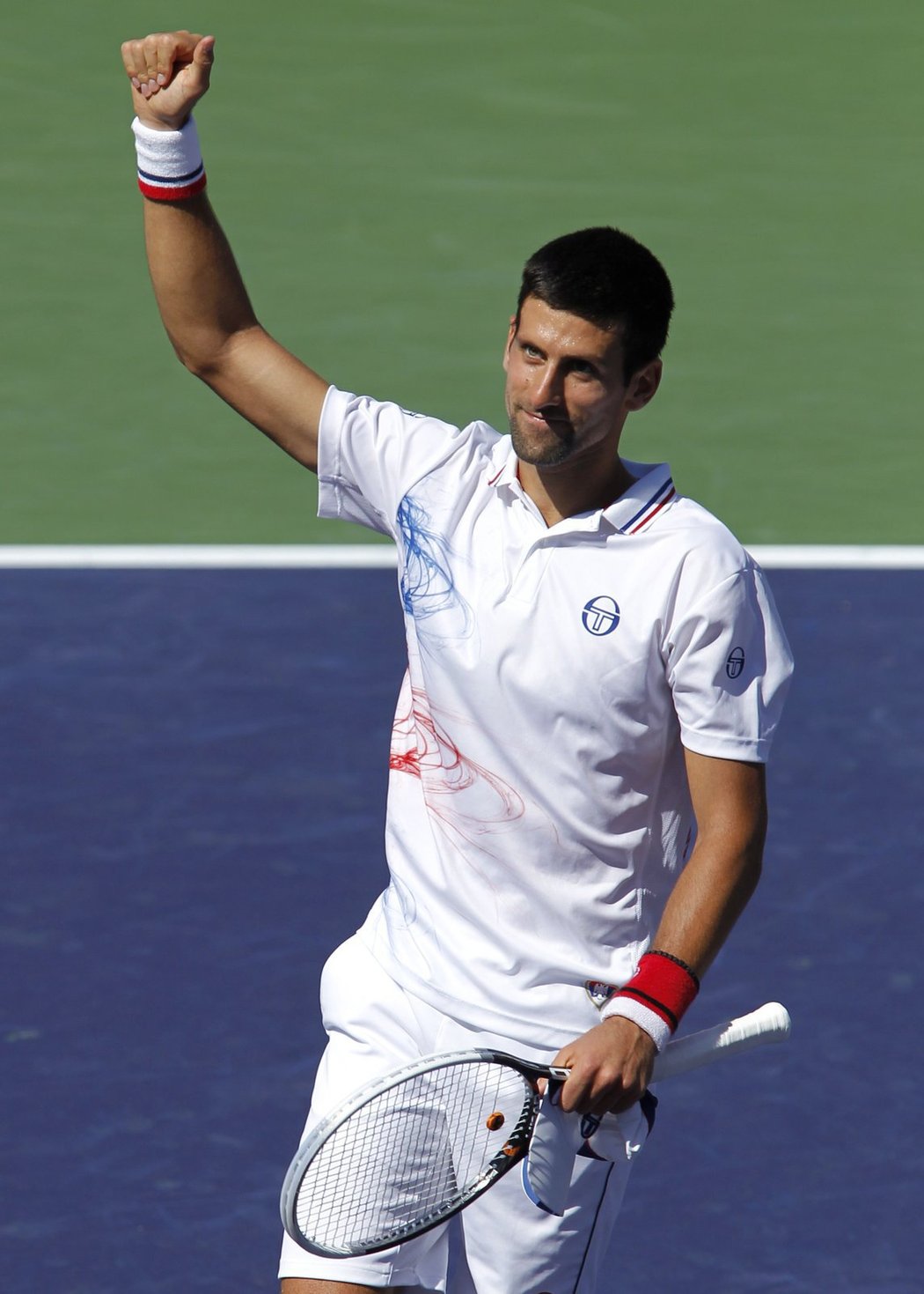 Novak Djokovič se raduje z postupu do semifinále na turnaji v Indian Wells