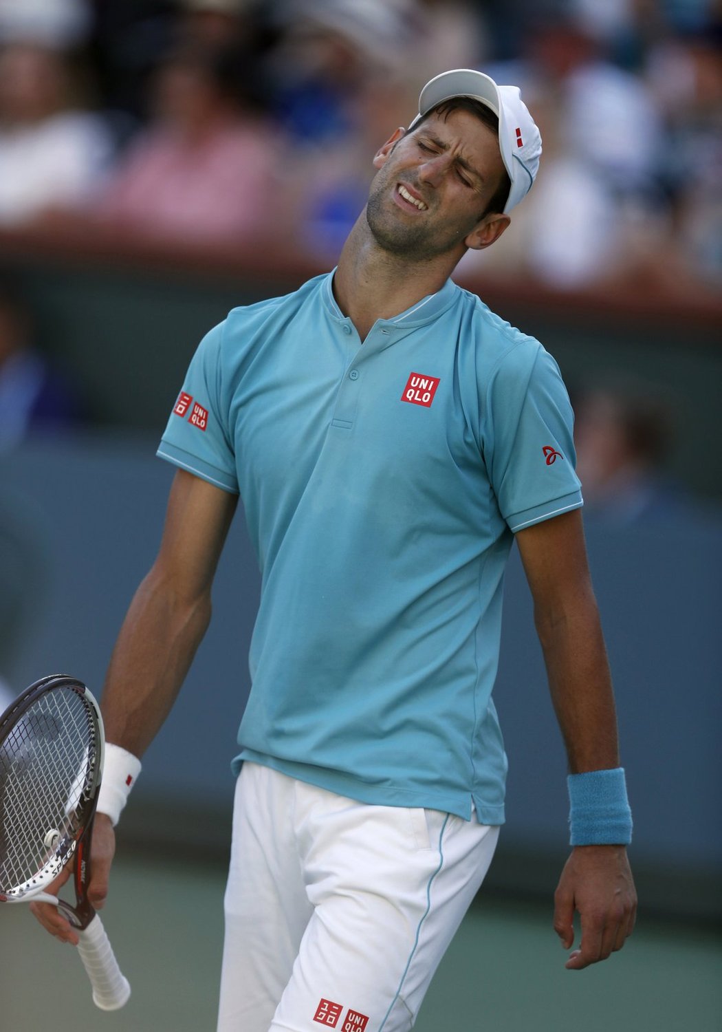 Novak Djokovič na turnaji v Indian Wells při prohře s Nickem Kyrgiosem