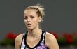 Kristýna Plíšková se raduje z postupu v prvním kole turnaje v Indian Wells proti Bethanii Mattekové-Sandsové