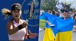 Na zápase, který vyhrála Ruska Anna Kalinská, byla vyvedena z tribuny fanynka s ukrajinskou vlajkou