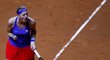 Česká tenistka Petra Kvitová se raduje z vítězného míčku proti Němce Kerberové v semifinále Fed Cupu
