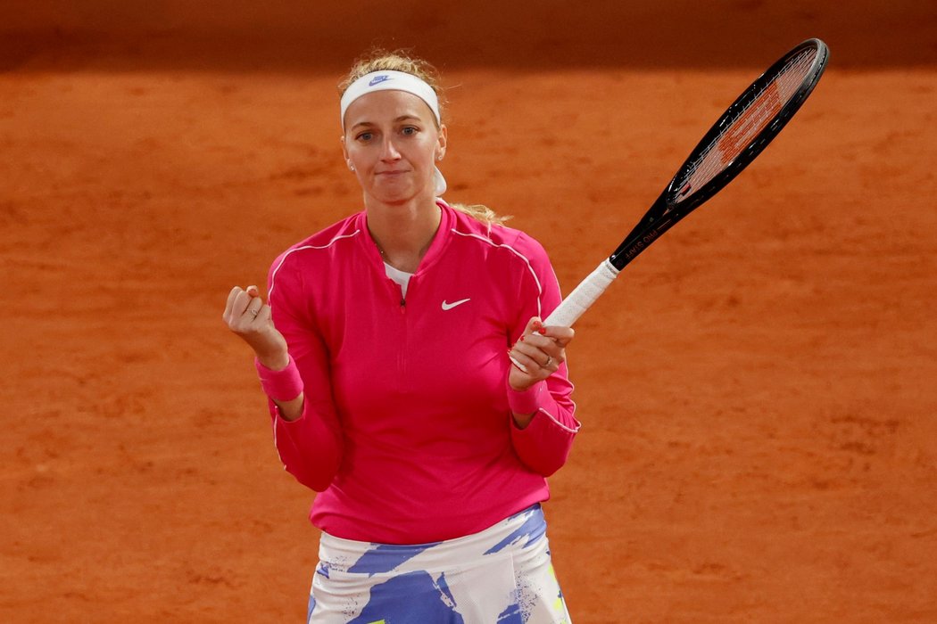 Česká tenistka Petra Kvitová se raduje z postupu do čtvrtfinále French Open