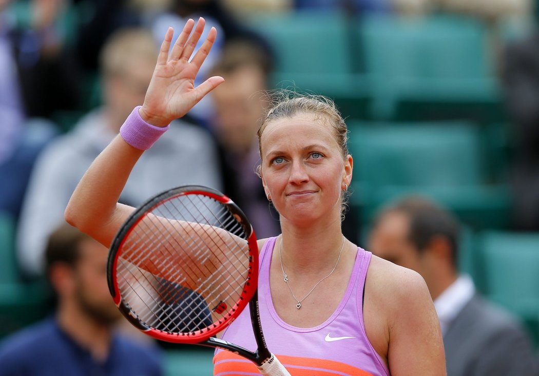 Petra Kvitová po výhře nad Španělskou Solerovou ve druhém kole French Open