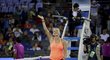 Petra Kvitová se raduje z postupu na turnaji v čínském Wu-chanu
