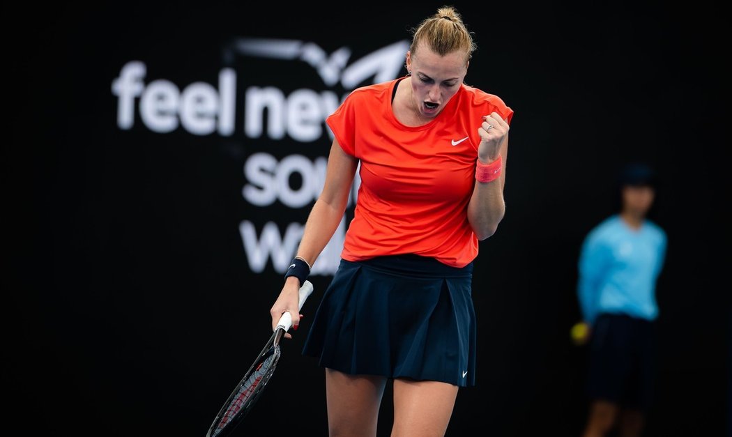 Česká tenistka Petra Kvitová během utkání na turnaji v Sydney