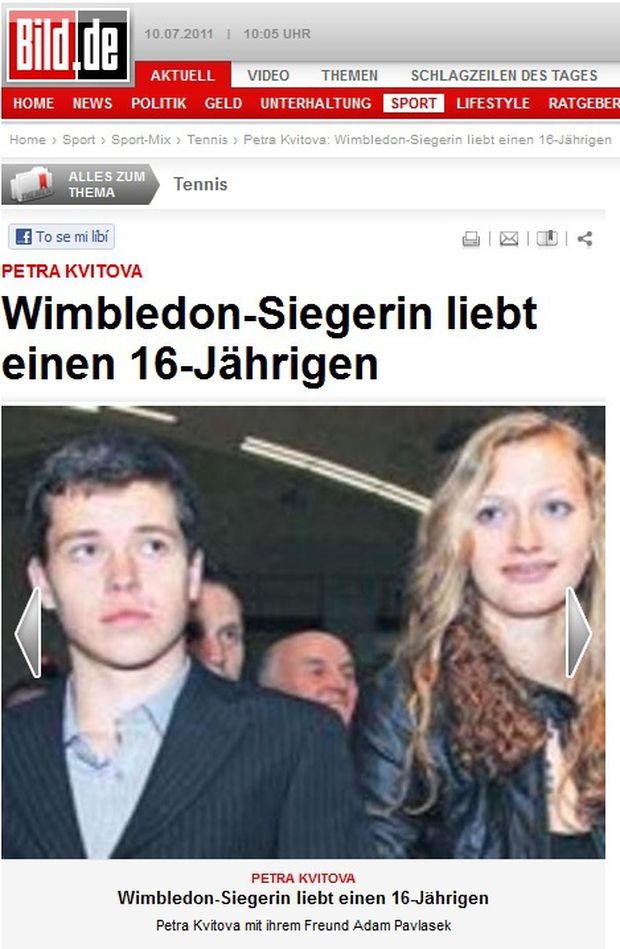 Wimbledonská vítězka miluje šestnáctiletého, diví se Němci Wimbledonská vítězka miluje šestnáctiletého, diví se Němci
