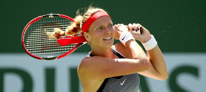 Česká tenistka Petra Kvitová během utkání na americkém turnaji v Indian Wells