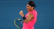 Rafael Nadal v euforii během osifnále Australian Open s Nickem Kyrgiosem