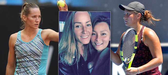 Tenisové snoubenky Conny Perrinová a Tara Mooreová se proti sobě utkaly na turnaji v Rabatu.