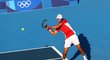 Novak Djokovič během 1. kola olympijského turnaje v tenisu