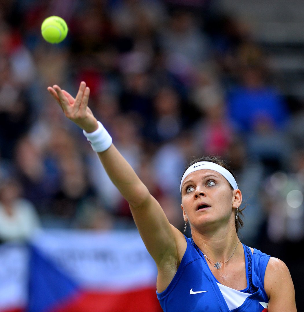 2014. Šafářová podává proti Angelique Kerberové při dalším vítězném finále Fed Cupu.