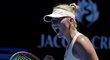 Mladičká ukrajinská tenistka Marta Kosťuková v momentě, kdy na Australian Open slavila postup do třetího kola