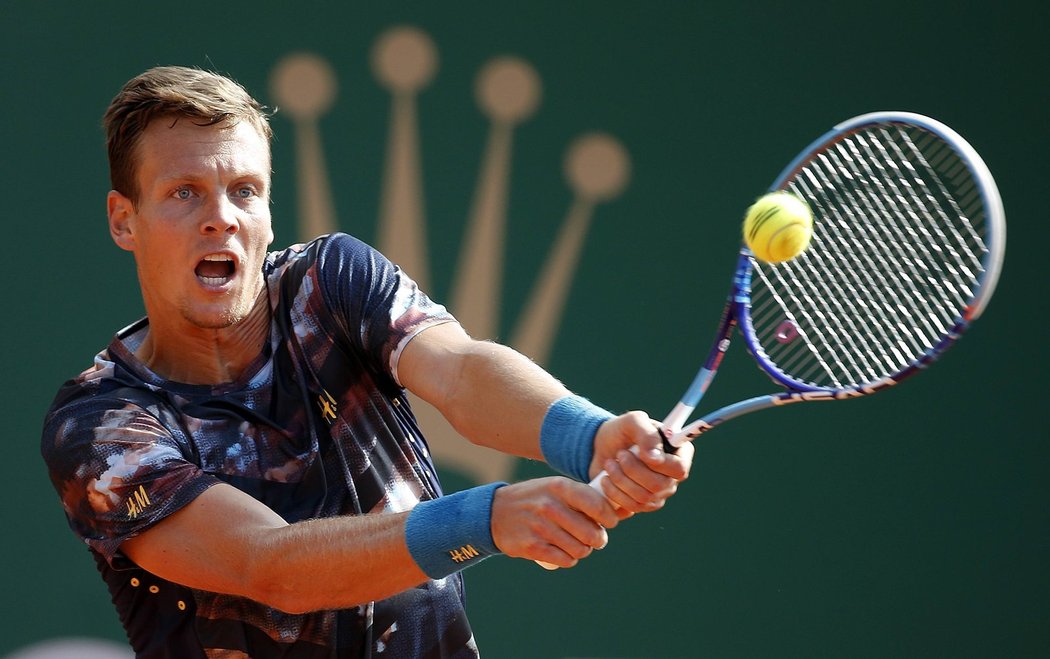 Tomáš Berdych v zápase 2. kola na turnaji v Monte Carlu