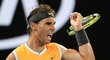 Rafael Nadal v semifinále Australian Open, kde porazil talentovaného Řeka Stefanose Tsitsipase