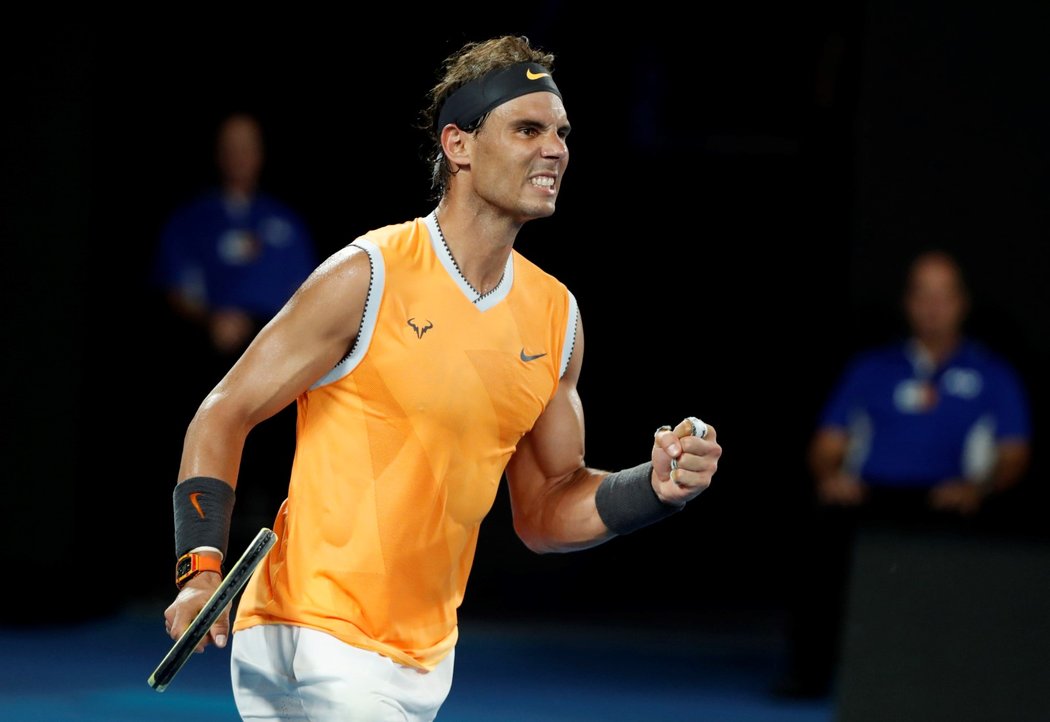 Španělský tenista Rafael Nadal se raduje z postupu do finále Australian Open