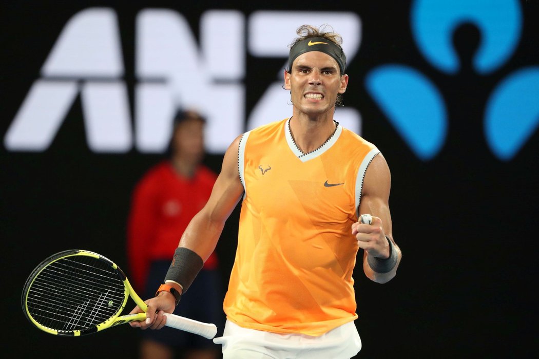 Španělský tenista Rafael Nadal se raduje z postupu do finále Australian Open