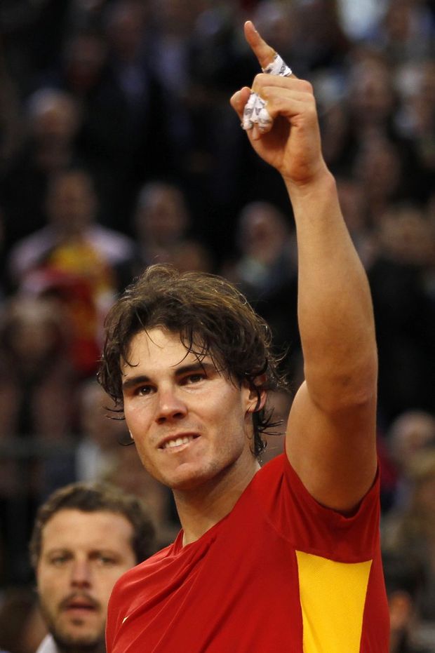 Nadal se raduje z vítězství nad Juanem Martinem Del Potrem Nadal se raduje z vítězství nad Juanem Martinem Del Potrem