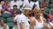 Jana Novotná na exhibici ve Wimbledonu s Martinou Navrátilovou