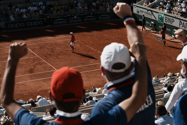 Novak Djokovič během finále French Open