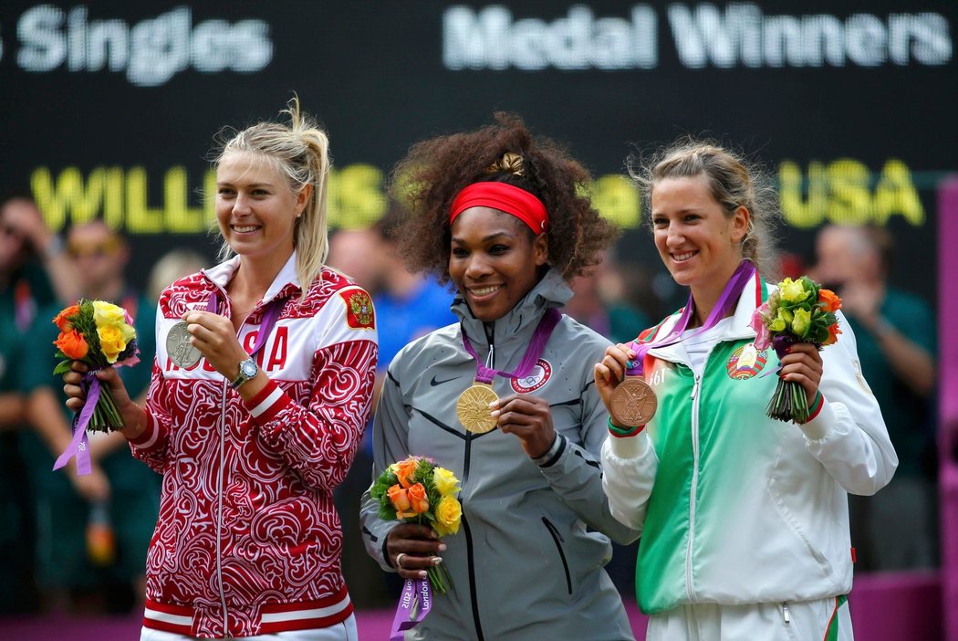 Tři nejlepší olympijské tenistky, (zleva) Šarapovová, Williamsová a Azarenková