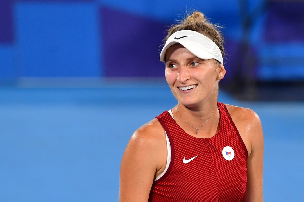 Česká tenistka Markéta Vondroušová ve finálovém utkání na olympiádě v Tokiu