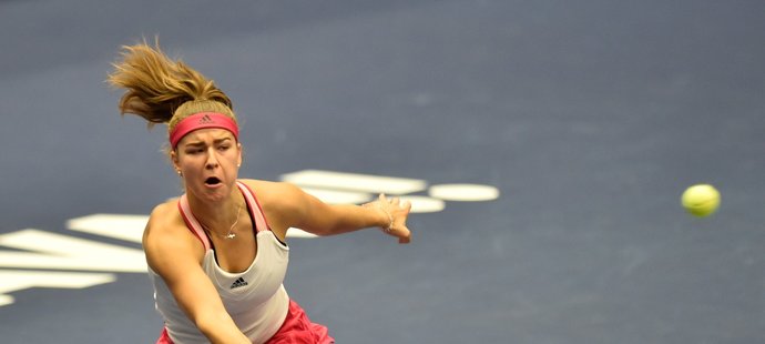 Česká tenistka Karolína Muchová během úspěšného utkání na tenisovém turnaji v Ostravě