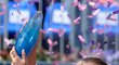 Petra Kvitová se raduje z triumfu na pražském turnaji WTA