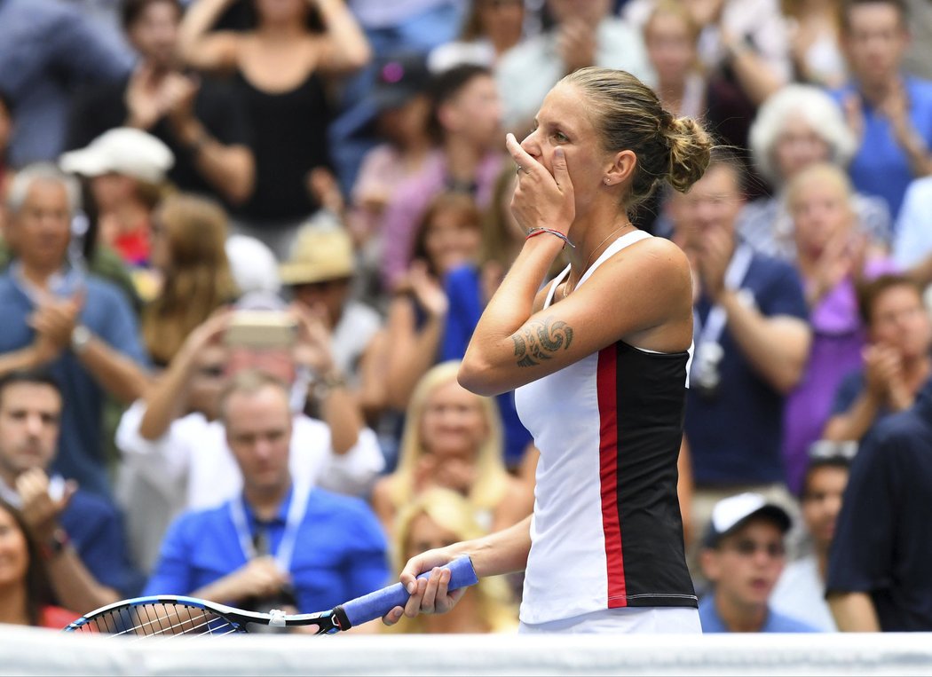 Dojatá česká tenistka Karolína Plíšková po skalpu Venus Williamsové v osmifinále US Open 