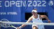 Tenistka Barbora Krejčíková v akci na Prague Open