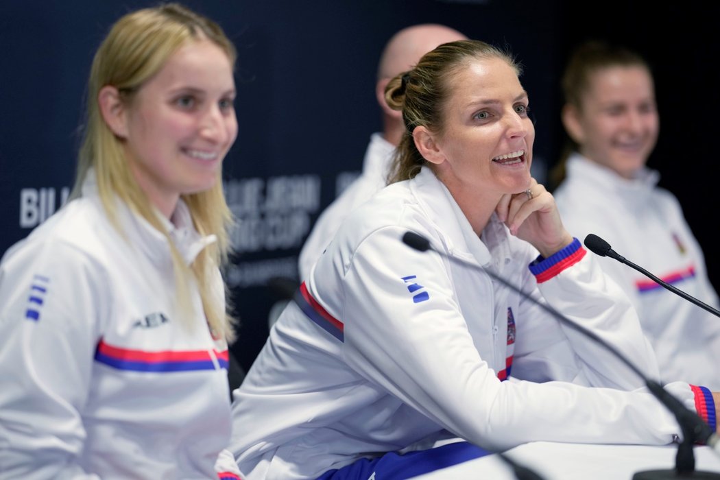 Karolína Plíšková na tiskové konferenci před startem Billie Jean King Cupu