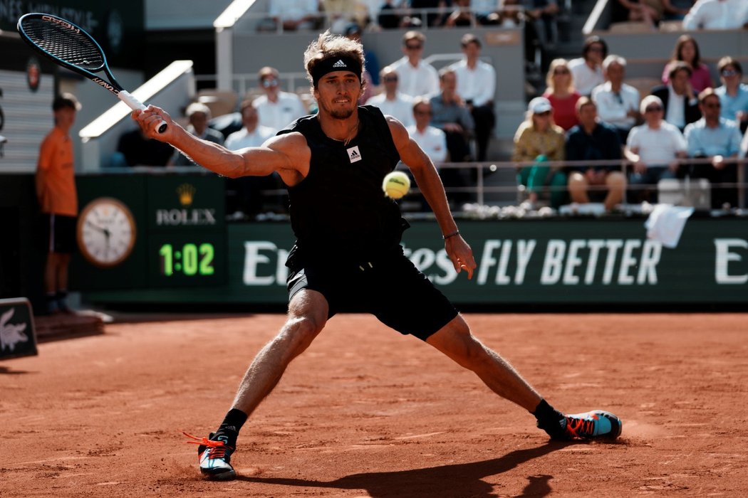 Alexander Zverev během čtvrtfinále Roland Garros