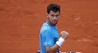 Dominic Thiem se raduje v semifinále Roland Garros proti Novaku Djokovičovi