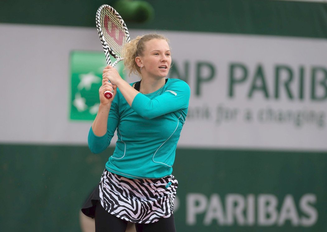 Česká tenistka Kateřina Siniaková v utkání grandslamového French Open