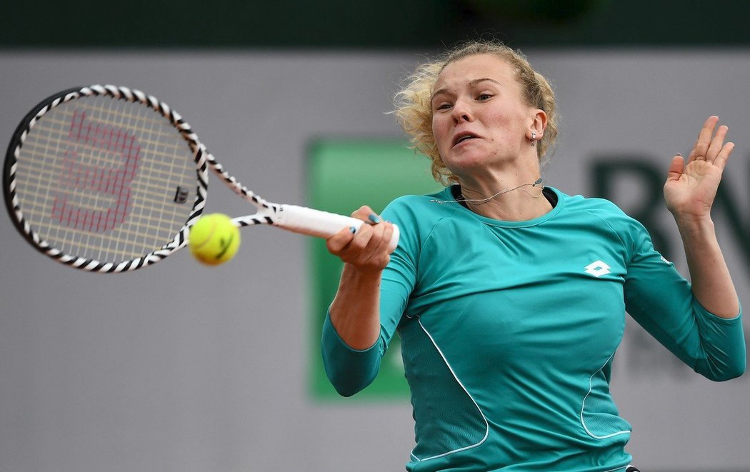 Česká tenistka Kateřina Siniaková v utkání grandslamového French Open