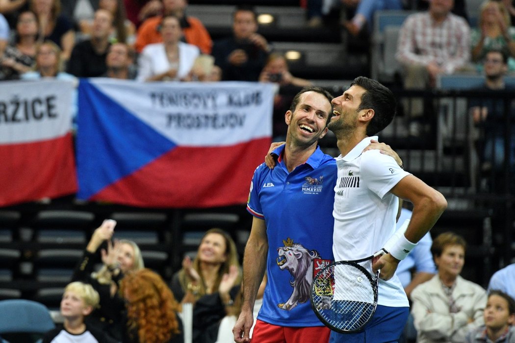 Radek Štěpánek si s Novakem Djokovičem užil při rozlučce spoustu legrace i řadu emočních chvil