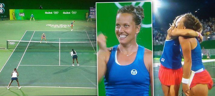 Barbora Strýcová a Lucie Šafářová porazily ve čtyřhře na OH v Riu dvojici Serenu a Venus Williamsovy