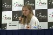 Lucie Šafářová na tiskové konferenci po vítězství nad Ivanovičovou