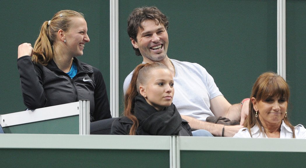 Jaromir Jagr at the tennis exhibition night in Prague with one of the best female tennis players Petra Kvitova