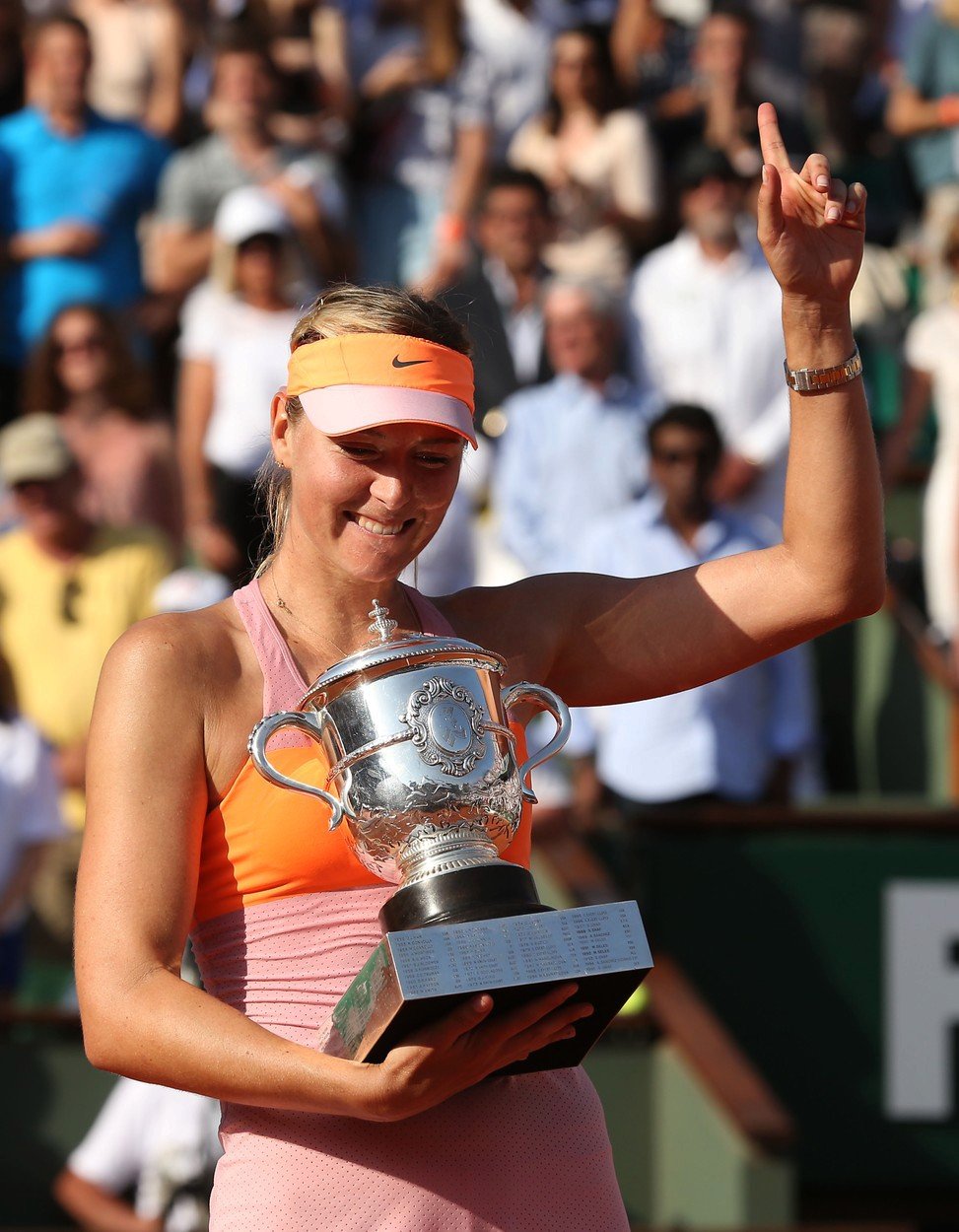 Maria Šarapovová v roce 2014, kdy na French Open vyhrála svůj poslední grandslamový titul