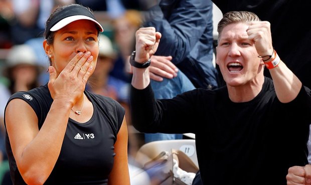 Záložník Bayernu Mnichov v Paříži fandí své přítelkyni, krásné Ivanovičové, která se v semifinále French Open utká s českou tenistkou Lucií Šafářovou