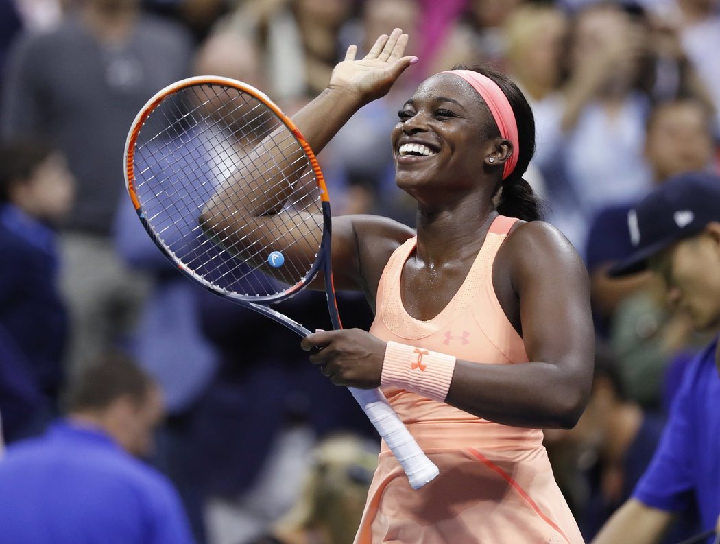  Sloane Stephensová se raduje po postupu do finále US Open