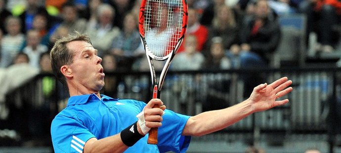 Legendární Stefan Edberg na tenisové exhibici v Praze