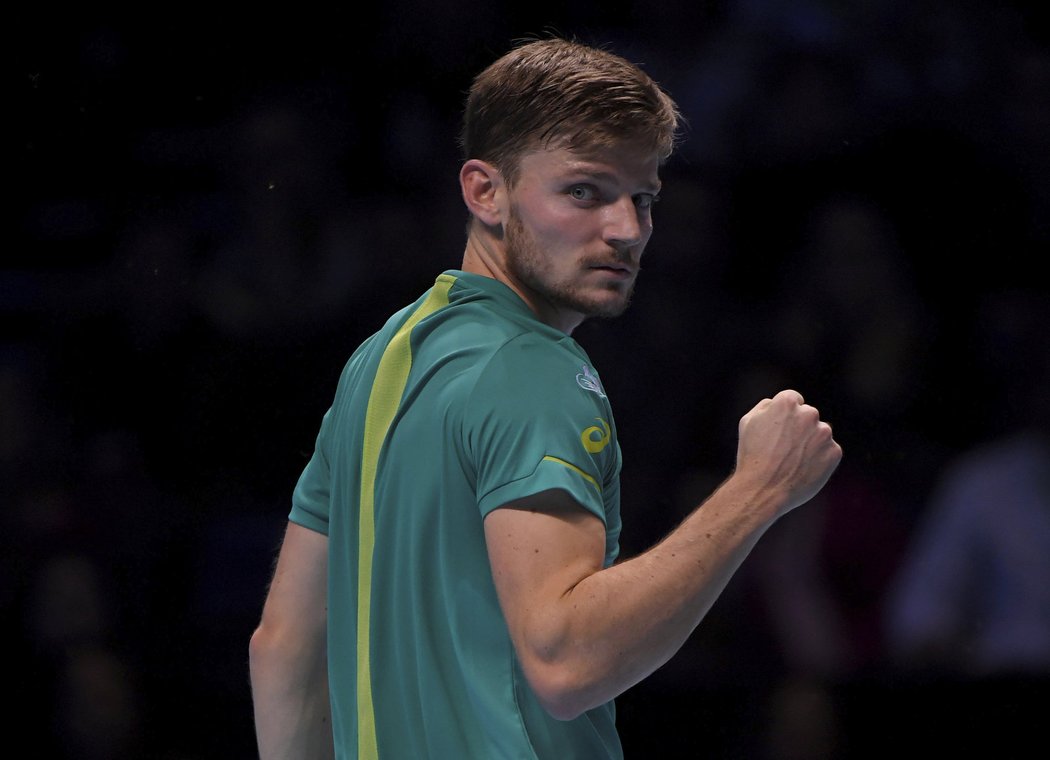 David Goffin se raduje po vítězném míčku