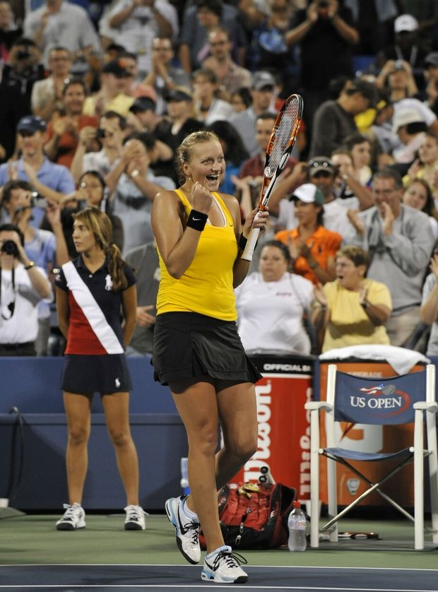 Petra Kvitová se v roce 2009 radovala ve třetím kole US Open z výhry nad tehdejší světovou jedničkou Dinarou Safinovou Petra Kvitová se v roce 2009 radovala ve třetím kole US Open z výhry nad tehdejší světovou jedničkou Dinarou Safinovou