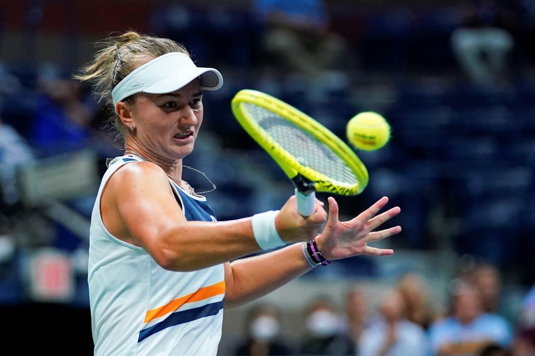Barbora Krejčíková během čtvrtfinále US Open
