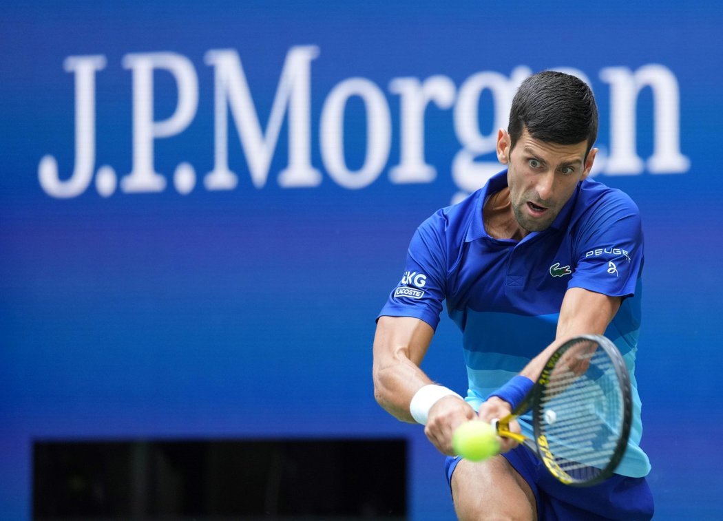 Novak Djokovič během finále US Open proti Daniilu Medveděvovi