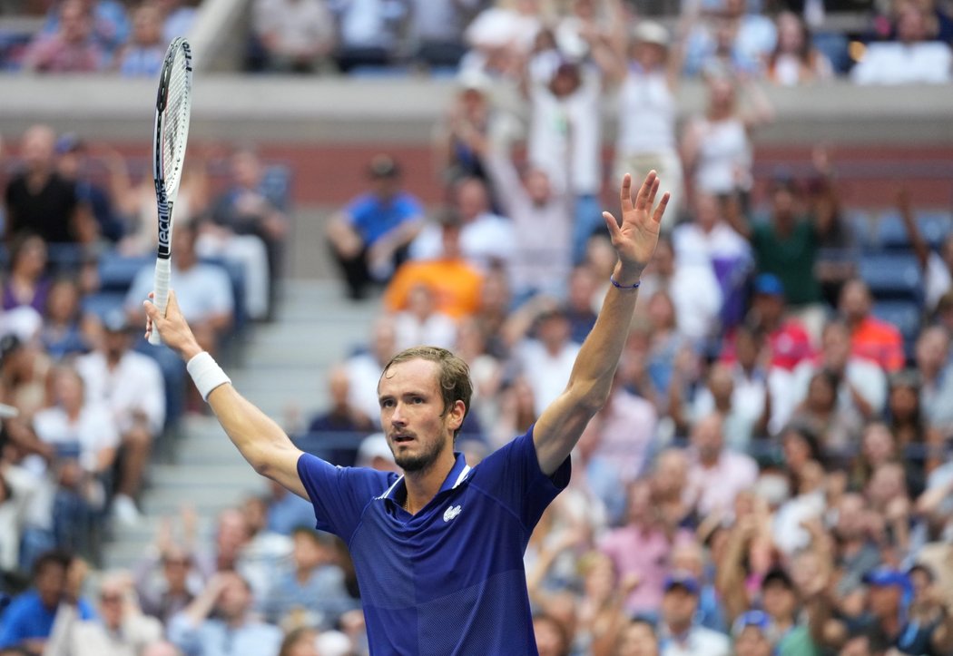 Radost Daniila Medveděva během finále US Open