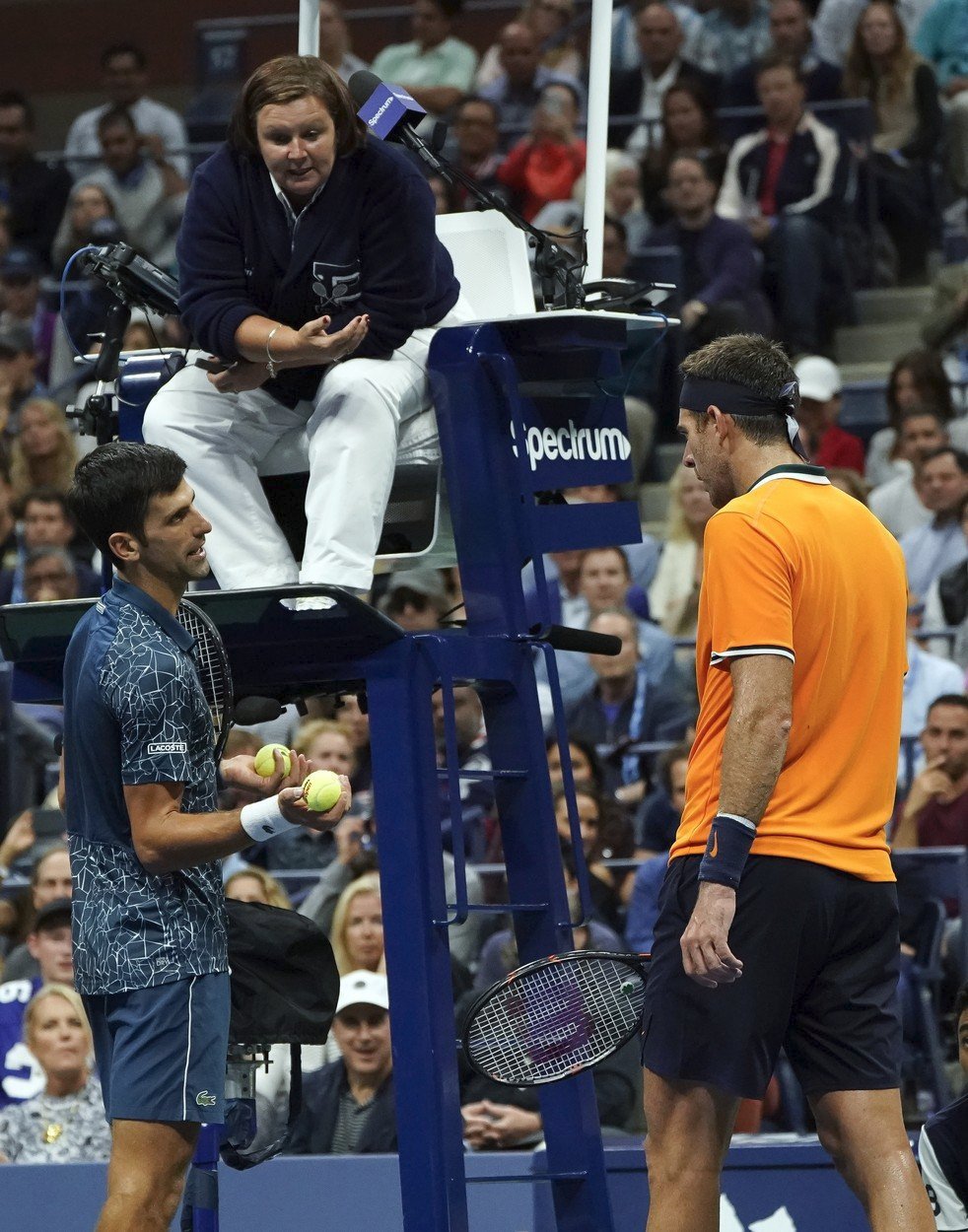 Novak Djokovič a Juan Martín del Potro ve finále US Open.