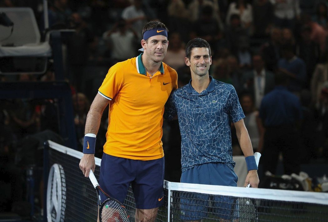 Novak Djokovič a Juan Martín del Potro před finále US Open.